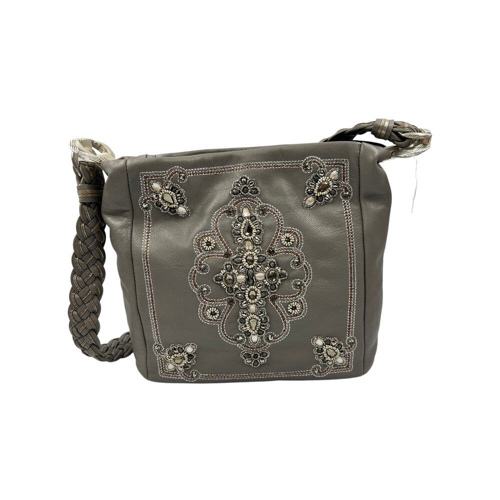 NEW BRIGHTON MASTERPIECE ANJU ANISHA GREYHOUND GRAY BEADED PURSE HANDBAG $550